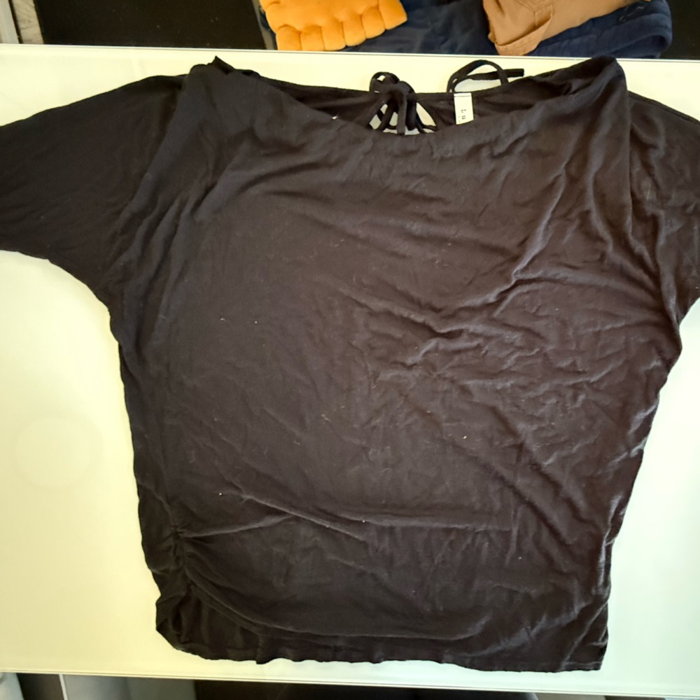 Luxe Black Off-Shoulder Tie Top